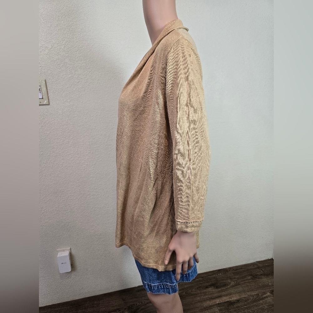 J. Jill Cardigan Sweater Womens Med Open Front Long Sleeve Linen/ Rayon - Picture 2 of 12